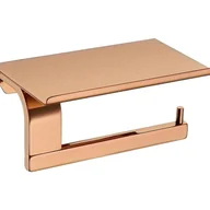 Stojaki i wieszaki na papier toaletowy - Uchwyt na papier toaletowy z półkami, ścienny uchwyt na papier toaletowy do łazienki, stal nierdzewna, różowe złoto - miniaturka - grafika 1