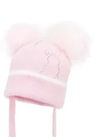 Czapki dla dzieci - Dziewczęca czapka na zimę MELISKA z dwoma pomopnami róż - miniaturka - grafika 1