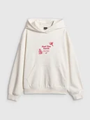 Bluzy damskie - 4F Bluza dresowa loose z kapturem damska - biała XS - miniaturka - grafika 1