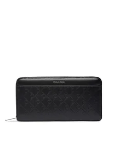 Calvin Klein Duży Portfel Damski Emblem Aop Embossed Long Wallet LV04F1097G Czarny - Portfele - miniaturka - grafika 1