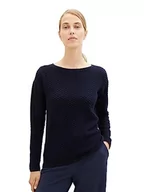 Swetry damskie - TOM TAILOR Damski sweter ze strukturą, 10668-sky Captain Blue, XXL - miniaturka - grafika 1