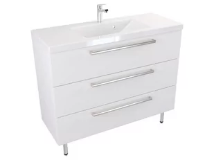 Szafka Stojąca Z Umywalką ATH 100 cm - Biały Mat - Uchwyty Stal Szczotkowana - Szafki łazienkowe - miniaturka - grafika 1