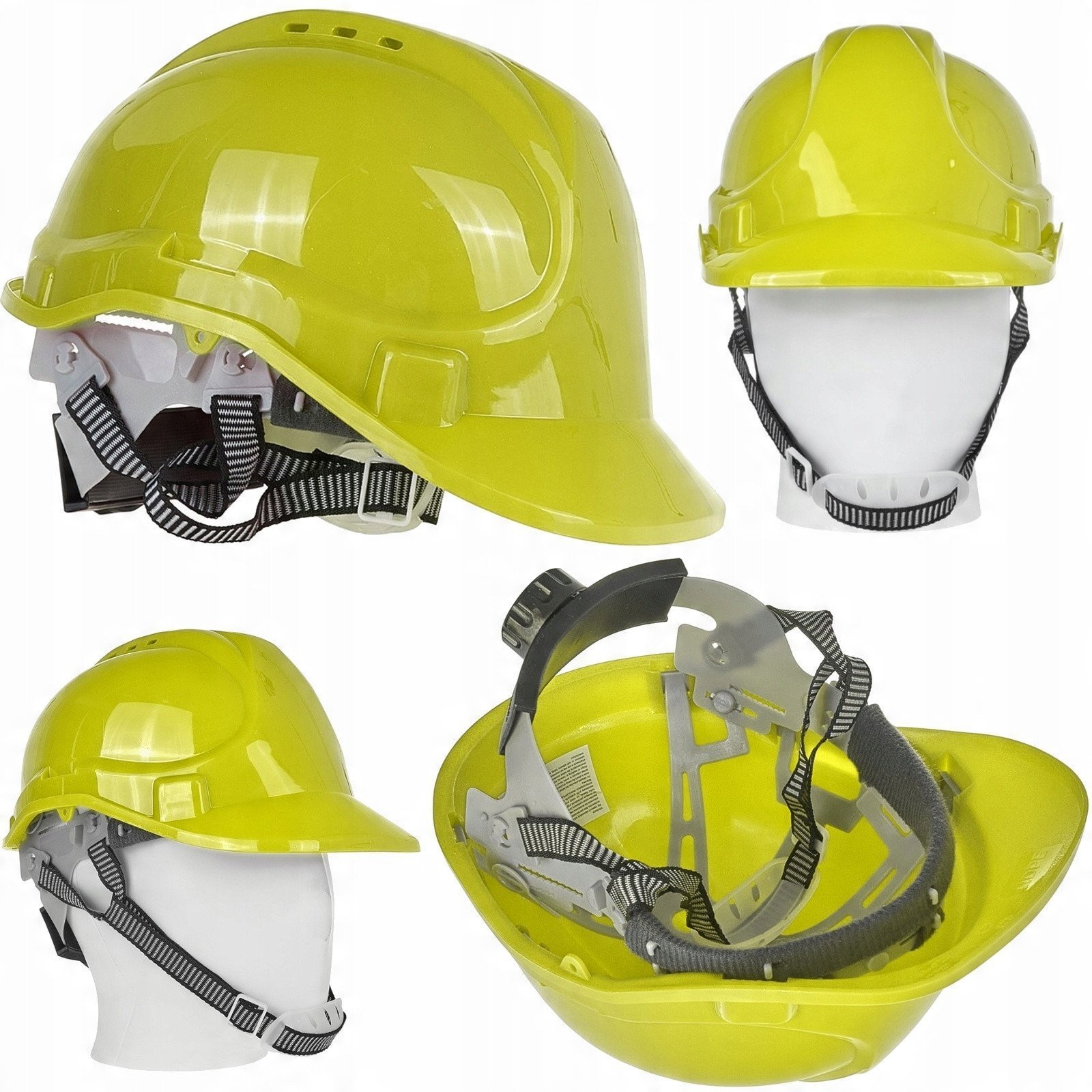 Geko Kask ochronny budowlany BHP regulowany – żółty 50