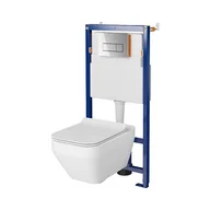 Stelaże i zestawy podtynkowe do WC - Cersanit Tech Line Opti Set B646 Zestaw Toaleta WC bez kołnierza + deska wolnoopadająca + stelaż podtynkowy WC + przycisk spłukujący WC S701-669 - miniaturka - grafika 1