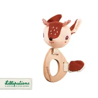 Akcesoria do wózków - LILLIPUTIENS Grzechotka z drewnianym gryzakiem Sarenka Stella 3 m+ ECO - miniaturka - grafika 1