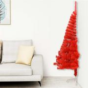 Choinki - Lumarko Sztuczna choinka połówka ze stojakiem, czerwona, 150 cm, PVC - miniaturka - grafika 1