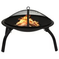 Paleniska ogrodowe - VidaXL Lumarko Palenisko i grill 2-w-1, z pogrzebaczem, 56x56x49 cm, stal! 313352 VidaXL - miniaturka - grafika 1