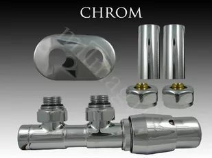 Zestaw zaworów grzejnikowych termostatycznych TWINS All In One prawy CHROM - Akcesoria grzewcze - miniaturka - grafika 1