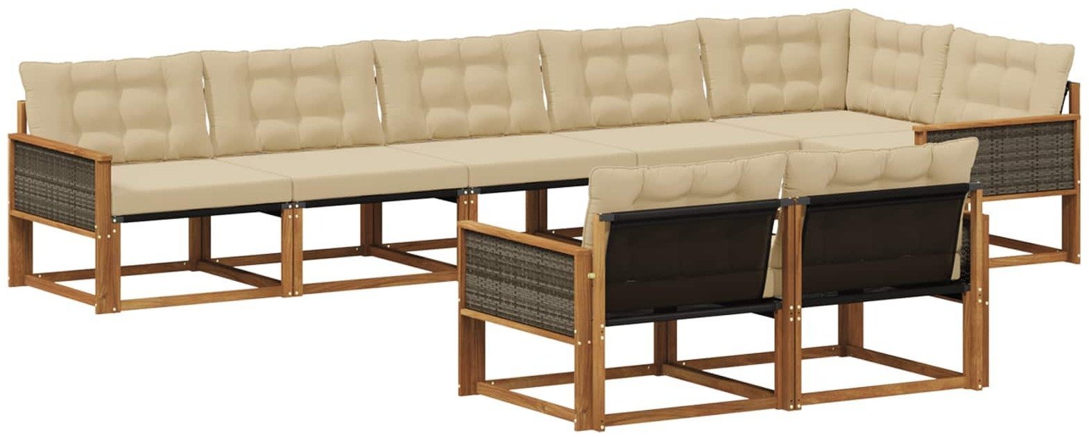 vidaXL Zestaw sof na zewnątrz z poduszką 8 pcs Naturalny i Beżowy