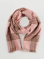 Apaszki i szaliki damskie - Różowy szalik w kratkę - miniaturka - grafika 1