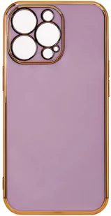 Lighting Color Case etui do iPhone 12 Pro Max żelowy pokrowiec ze złotą ramką fioletowy - Etui i futerały do telefonów - miniaturka - grafika 1