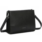 Torebki damskie - Czarna Pojemna Damska LISTONOSZKA LUIGISANTO 2 Komorowa z paskiem - miniaturka - grafika 1