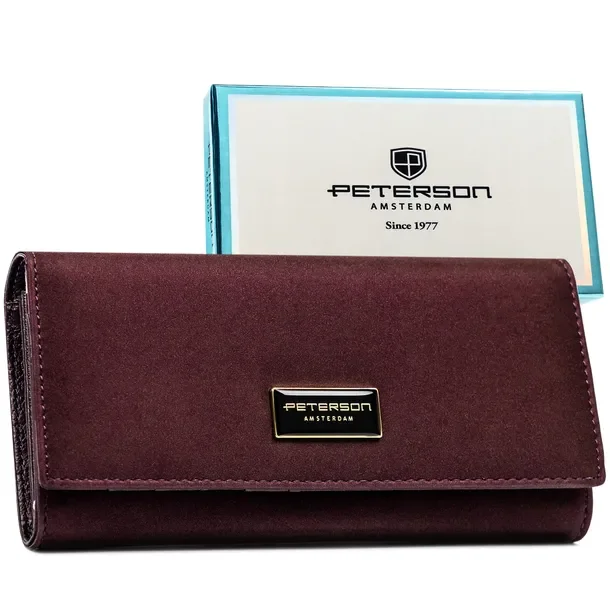 Portfel skórzany damski Peterson elegancki duży z ochroną RFID na prezent