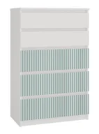 Wyposażenie pokoiku dziecięcego - Młodzieżowa komoda z 5 szufladami biały + miętowy W5-M10 - miniaturka - grafika 1