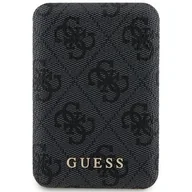 Powerbanki - Guess Powerbank indukcyjny 15W GUPB5FP4EMGK 5000mAh czarny/black 4G Leather Metal Logo MagSafe - miniaturka - grafika 1