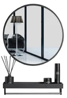 Lustra - Czarne lustro łazienkowe 70 cm średnicy z półką - Traves - miniaturka - grafika 1