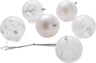 HOMLA Bombki ETHAN białe i transparentne z motywem świątecznym, zestaw 6 szt. 8 cm - Bombki - miniaturka - grafika 1