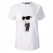 Koszulki i topy damskie - Biała Koszulka Damska T-shirt Duże Logo Karl Lagerfeld Oversize Elegancka r.M - miniaturka - grafika 1