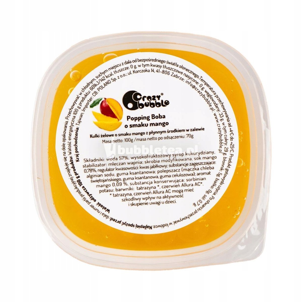 Kulki pękające Crazy Bubble Tea MANGO 100g Popping Boba owocowe