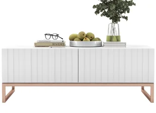 Nowoczesny Stolik kawowy Glamour prostokątny elegancka ława Biały Mat 110 cm - Ławy i stoliki kawowe - miniaturka - grafika 1