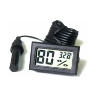 Stacje pogodowe - Miniaturowy termometr cyfrowy i higrometr z sondą, wyświetlaczem Celsjusza (czarny) - miniaturka - grafika 1