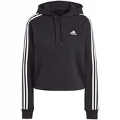 Bluzy damskie - Bluza damska adidas Essentials 3-Stripes French Terry Crop Hoodie czarna IC - miniaturka - grafika 1