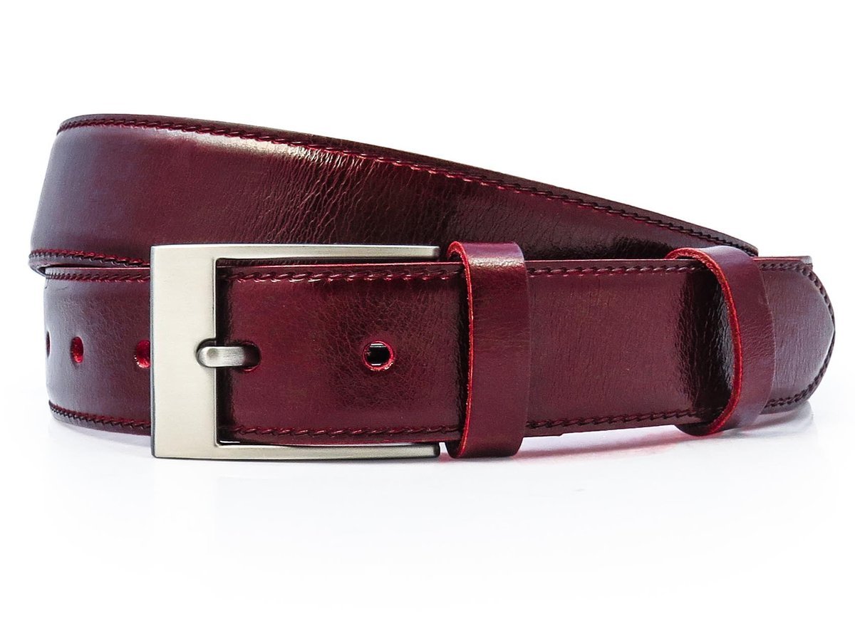 Bordowy pasek męski do spodni KMG9B 110 cm