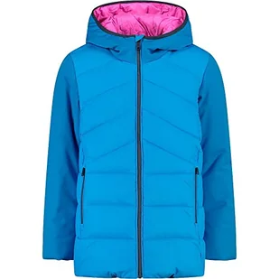 CMP - Kid G Jacket Long Fix Hood, Girl, Turchese, 164 - Kurtki i płaszcze dla dziewczynek - miniaturka - grafika 1