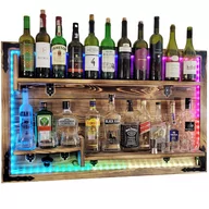 Pozostałe akcesoria barmańskie - Wisząca półka na ścianę z oświetleniem RGB bar domowy rustykalny barek - miniaturka - grafika 1