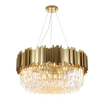 Lampa Kryształowa Sufitowa Plafon Złoto Miedź Kryształ 38CM
