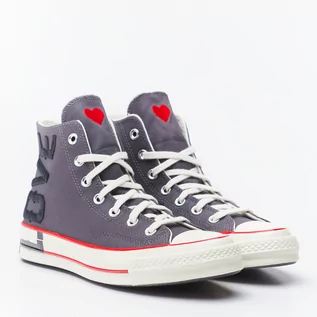 Trampki damskie - Trampki Converse LOVE FEARLESSLY CHUCK 70 HI 153 THUNDER GREY/UNIVERSITY RED (567153C) - 36.5 - grafika 1