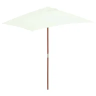 Parasole ogrodowe - vidaXL Parasol ogrodowy na drewnianym słupku, 150 x 200 cm, piaskowy - miniaturka - grafika 1