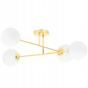 Lampa Wisząca Sufitowa Złota Biała Kula Loft - Lampy sufitowe - miniaturka - grafika 1