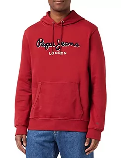 Koszule męskie - Pepe Jeans Bluza z kapturem Lamont Koszula Męska, Czerwony (opalony czerwony), S - grafika 1