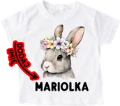 Koszulki dla dziewczynek - Koszulka z królikiem dla dzieci do szkoły - dodaj imię do królika - miniaturka - grafika 1