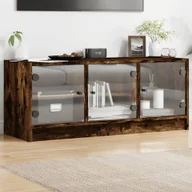 Szafki RTV - Szafka pod telewizor ze szklanymi drzwiami z wędzonego dębu 102x37x42 cm - miniaturka - grafika 1