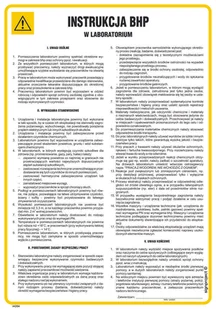 IAD04 INSTRUKCJA OGÓLNA BHP W LABORATORIUM, PN - PŁYTA PCV 1MM; (245X350MM) - Instrukcje stanowiskowe BHP - miniaturka - grafika 1