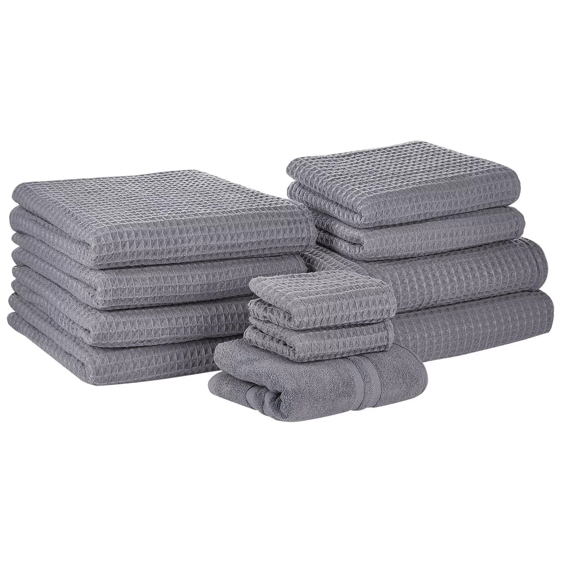 Beliani Komplet 11 ręczników bawełniany szary AREORA