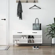 Wieszaki i stojaki - vidaXL Ławka z miejscem na buty, biała, 102x35x55 cm - miniaturka - grafika 1