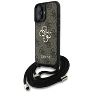 Etui i futerały do telefonów - Etui Guess 4G Big Logo Cord Stap Crossbody do iPhone 16 Plus brązowy - miniaturka - grafika 1