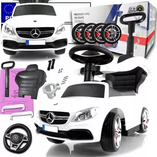 Jeździk Chodzik Pchacz Mercedes AMG Sterowany Premium 8w1 Autko Duży Oryginał Licencja Biały Nowy Model - Chodziki - miniaturka - grafika 1