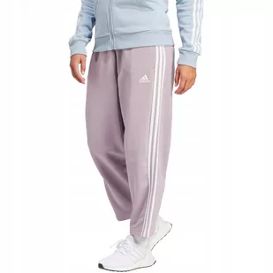 Spodnie damskie adidas Essentials 3-Stripes Open Hem Fleece różowe IR5387 L - Dresy damskie - miniaturka - grafika 1