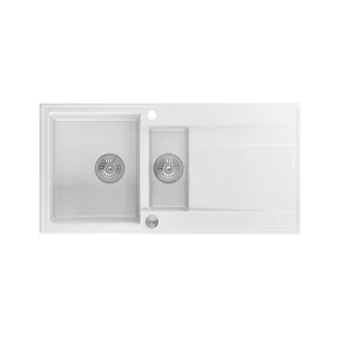 QUADRON Zlewozmywak EVAN 156 biały, elementy stalowe, k.pneum. HQE510050U1_BS_P2O0 - Zlewozmywaki - miniaturka - grafika 1