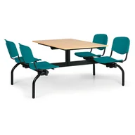 Wyposażenie lokali gastronomicznych - Zestaw kuchenny 1930 x 1200 - siedziska zielone, blat buk - miniaturka - grafika 1