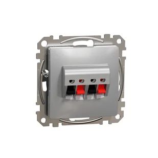 Schneider Gniazdo podwójne głośnikowe SEDNA Design & Elements srebrne aluminium - Gniazdka elektryczne - miniaturka - grafika 1