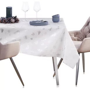 Obrus CHRISTMAS STORY kolor biały drukowany motyw świąteczny 40x120 prostokąt ameliahome - TCLOTH/AH/CHRISTMASSTORY/HMD/SILVER/4 - Obrusy i serwetki - miniaturka - grafika 3