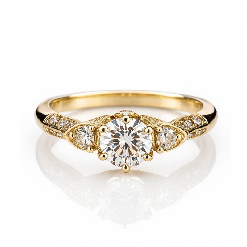 Pierścionek stal chirurgiczna platerowana 14k złotem PST981R6