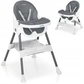Krzesełka do karmienia - Krzesełko do Karmienia dla Dzieci Regulowane Fotelik 3w1 Tacka Szare - miniaturka - grafika 1