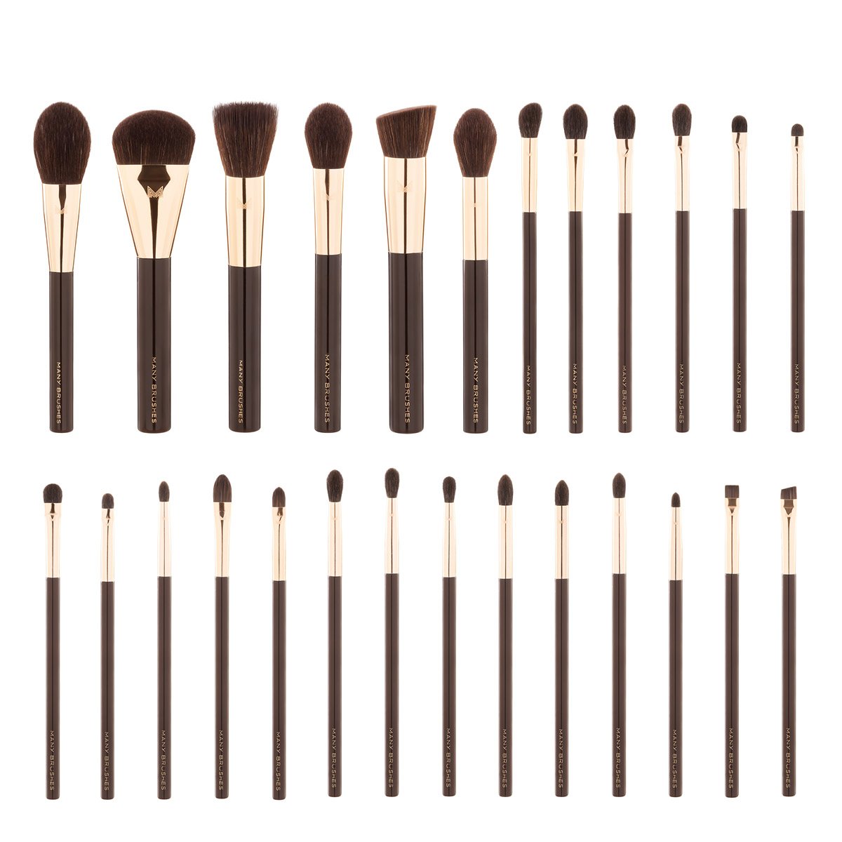 Many Brushes Chocolate Zestaw 26 profesjonalnych pędzli do makijażu, naturalne włosie, akrylowa rączka
