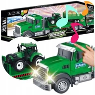 Samochody i pojazdy dla dzieci - Ciężarówka TRUCK LAWETA Z TRAKTOREM WÓZ Z SIANEM EFEKTY Światło Dźwięk - miniaturka - grafika 1